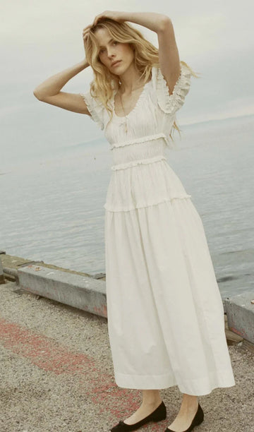 Fırfırlı Fit ve Flare Midi Elbise