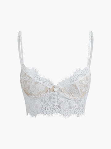 Çift Kancalı Dantel Crop Korse Üst