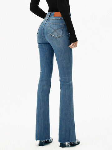 Yüksek Bel Denim Bootcut Kot Pantolon