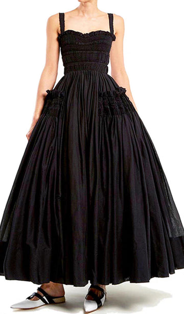 Pileli Fit ve Flare Maksi Slip Elbise