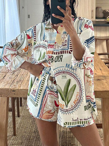 Rahat Günlük Baskılı Pantolon Takımı