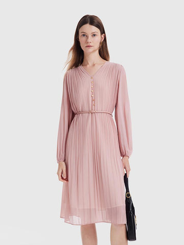 Pembe Dantelli Kemerli Midi Pembe Spor Elbise