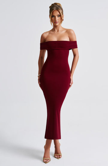 Bex - Bordo Midi Elbise