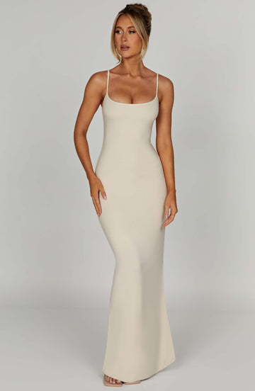 Saskia - Krem Maxi Elbise