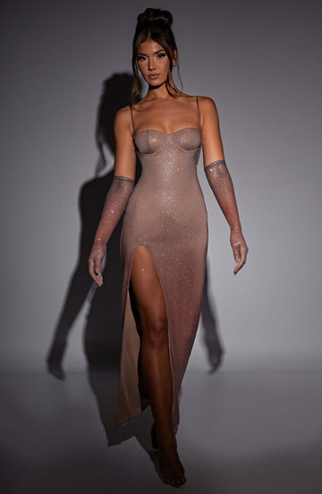 Trixie - Ombre Desenli Parlak Maxi Elbise
