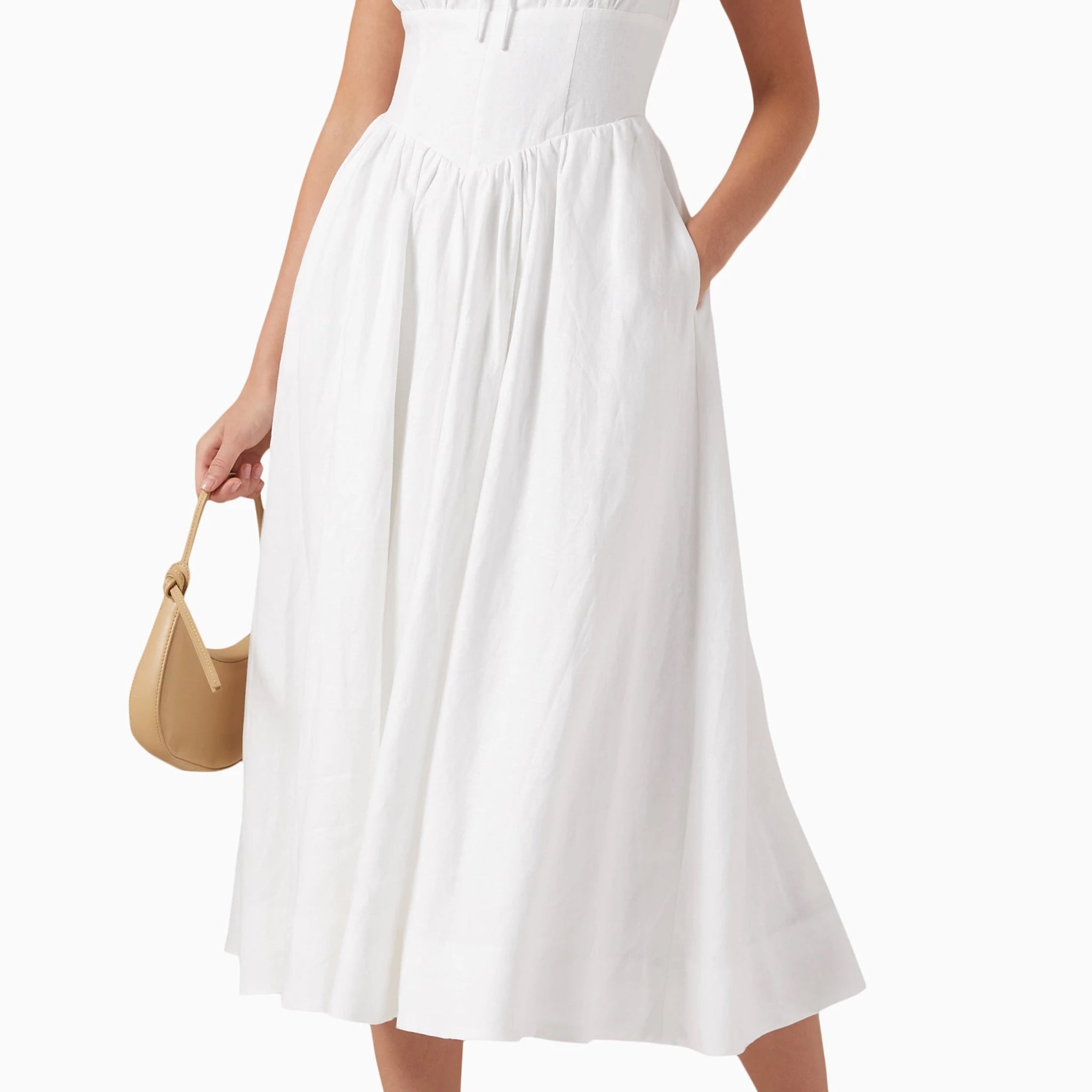 Seksi Keten Midi Slip Elbise