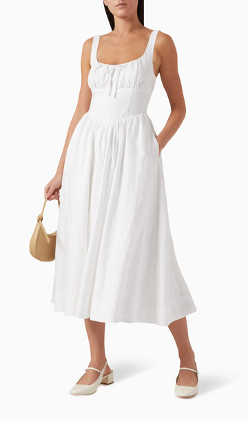 Seksi Keten Midi Slip Elbise