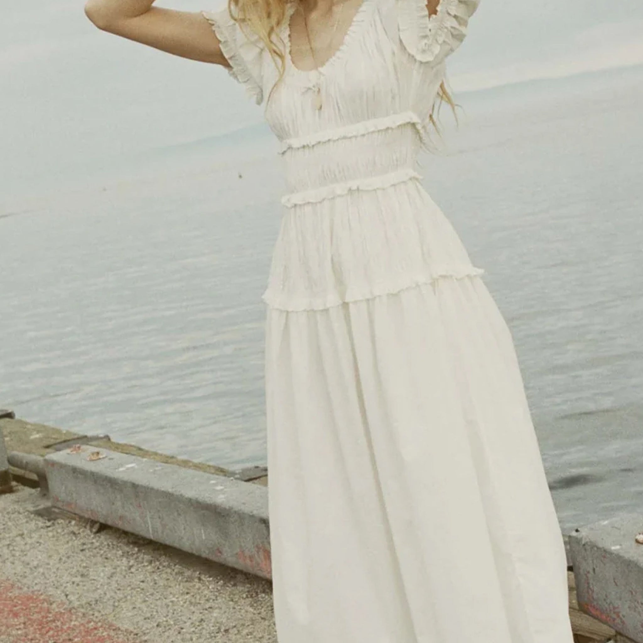 Fırfırlı Fit ve Flare Midi Elbise