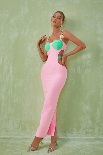 Lillian - Pembe Maxi Elbise