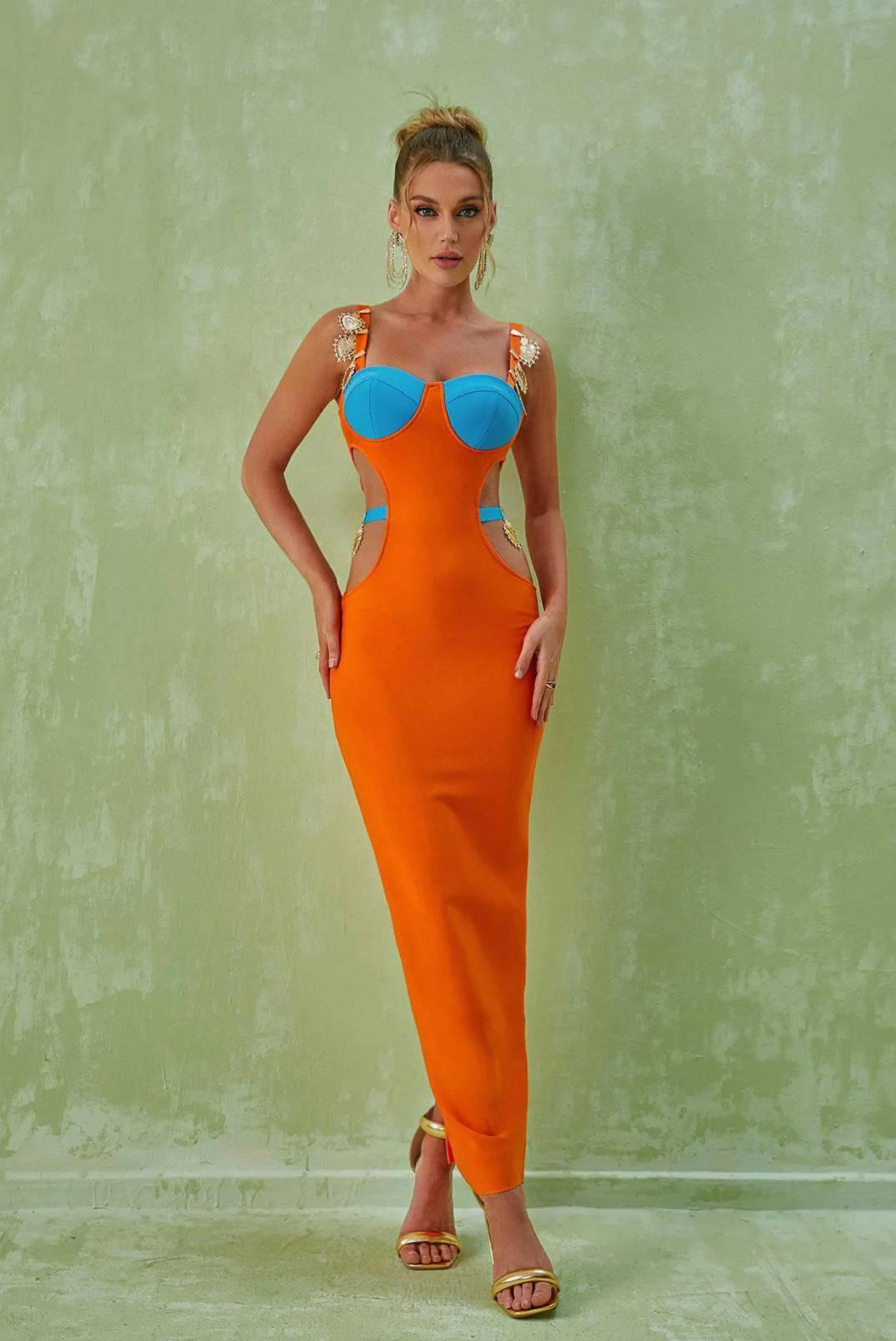 Lillian - Turuncu Maxi Elbise