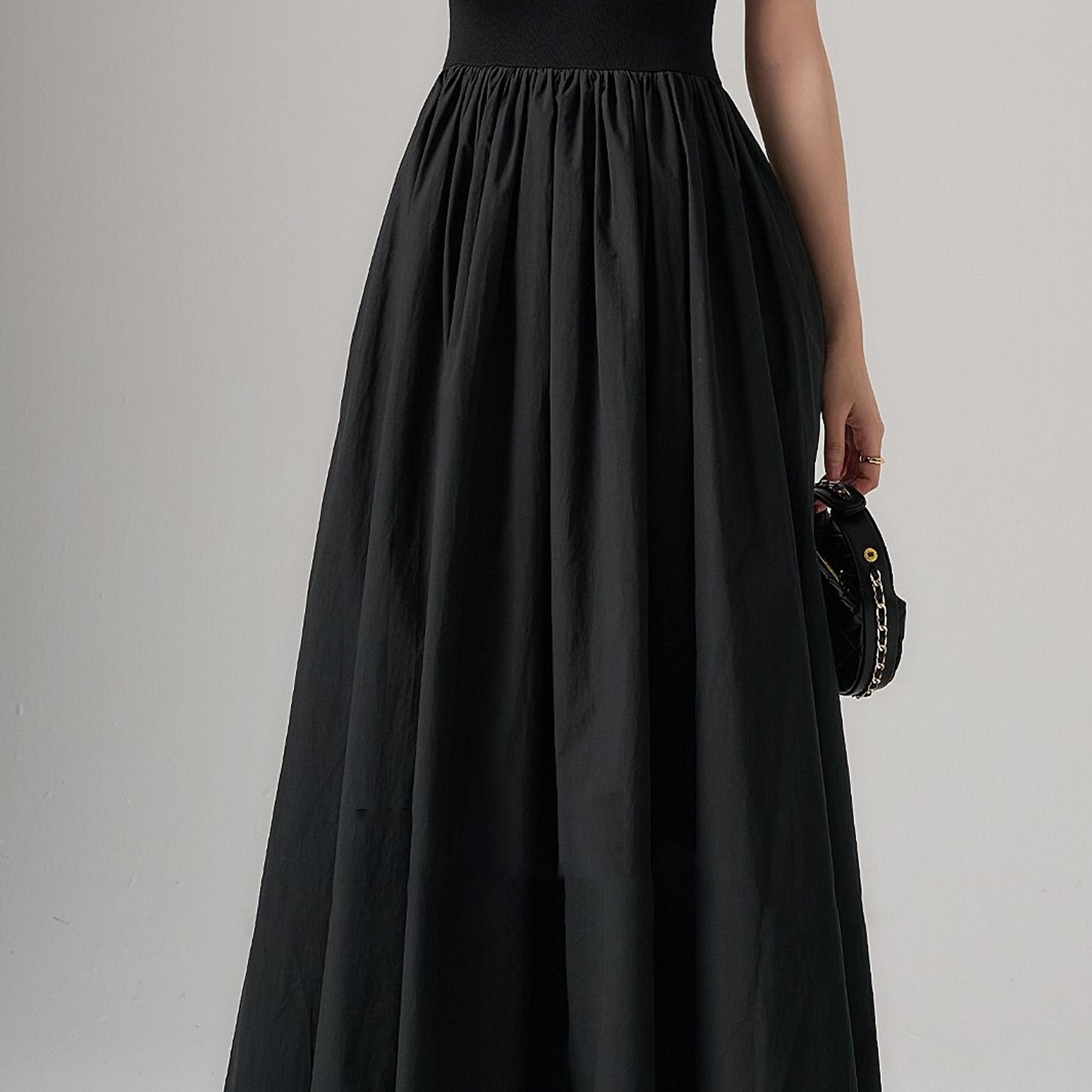 Siyah Slim Fit Midi Elbise