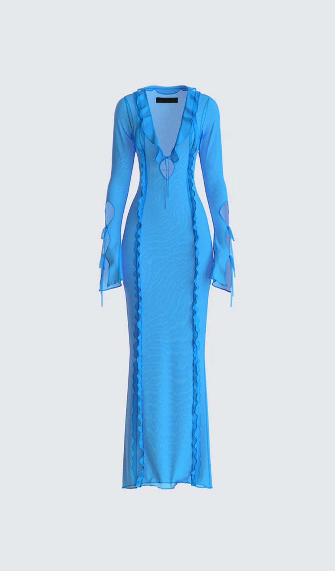 Florence Mavi Fırfırlı Maksİ Pareo