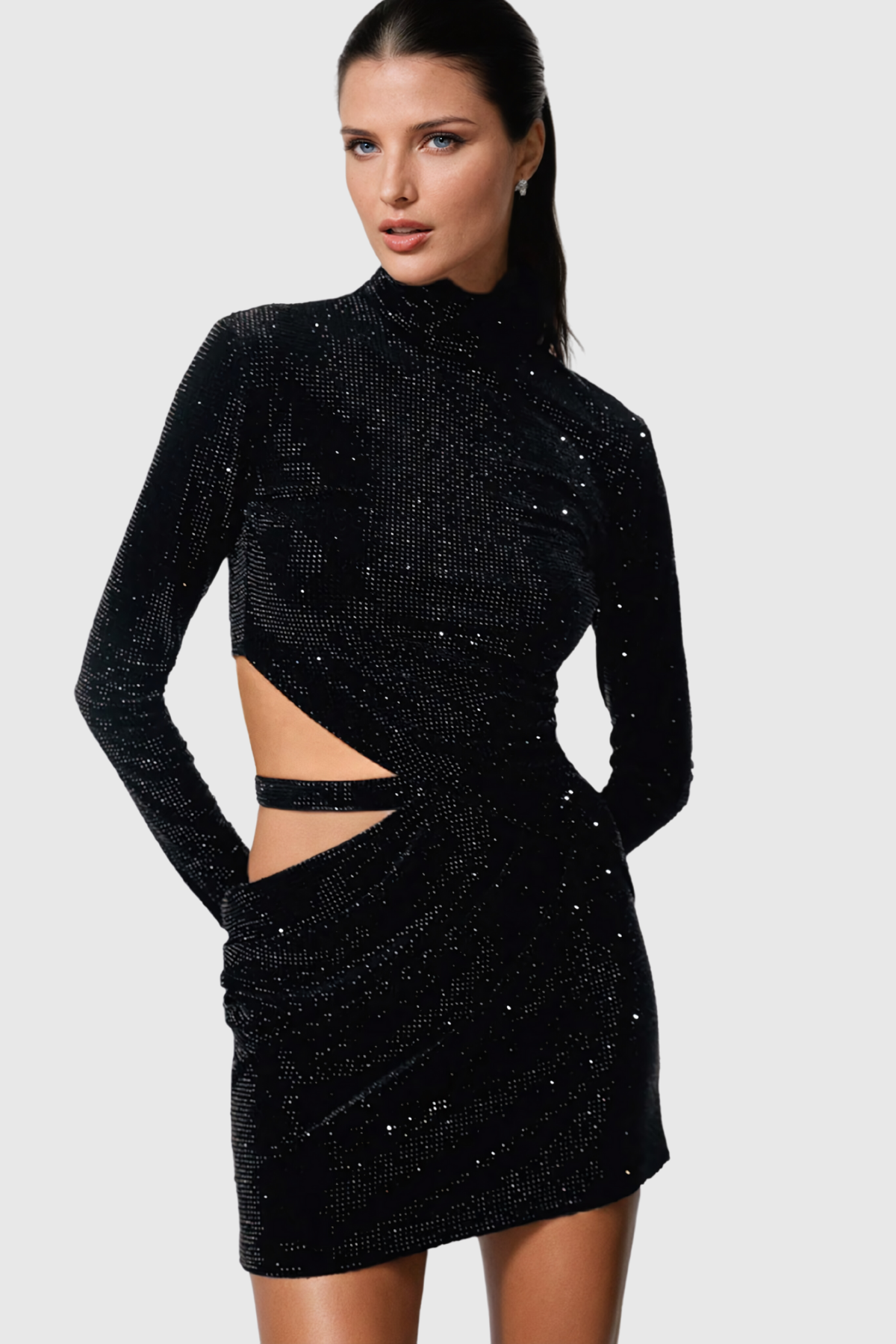 Abiba Cutout Payet Bodycon Mini Elbise