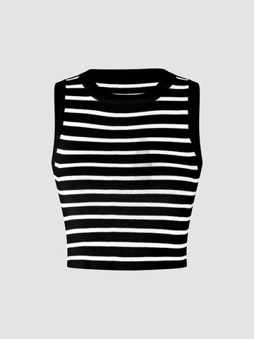 Şık Çizgili Crop Tank Top