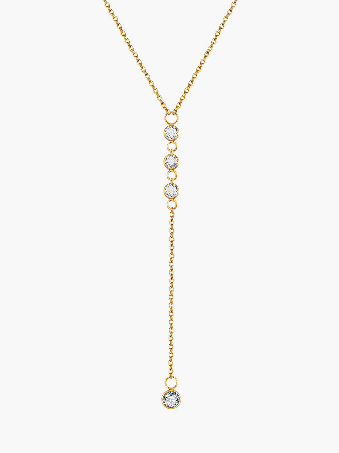 Rhinestone Lariat Damla Kolye