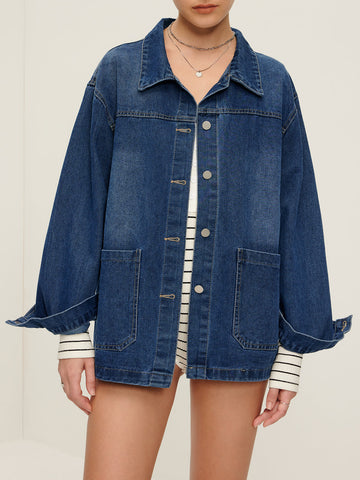 Rahat Göğüslü Yaka Denim Ceket