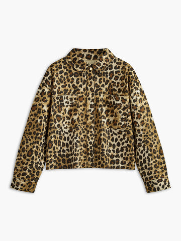 Leopar Göğüslü Polo Ceket