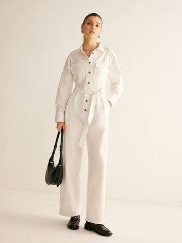 Minimalist Düğmeli Polo Kemerli Tulum