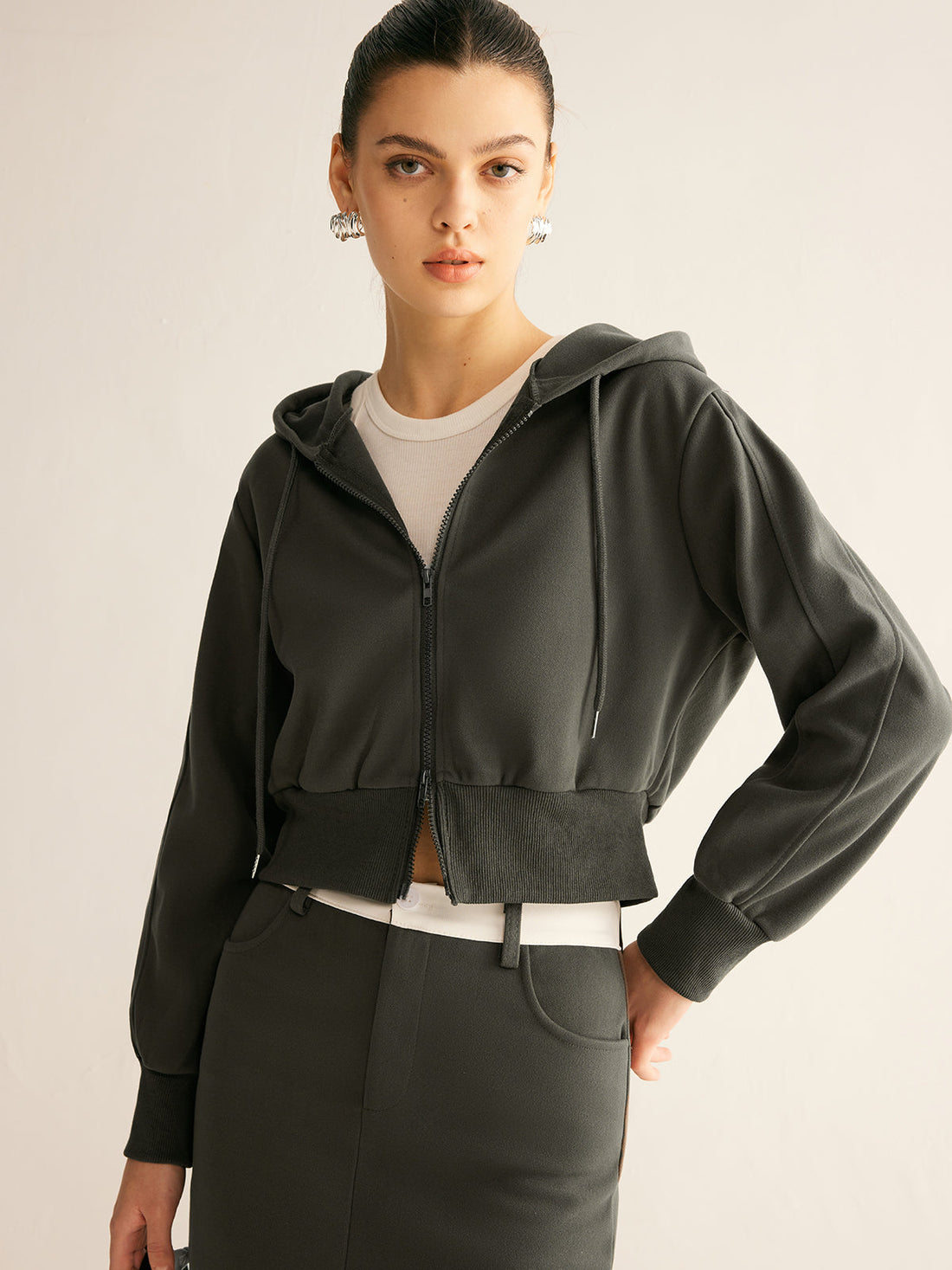 Athleisure İki Yönlü Fermuarlı Kapüşonlu Ceket