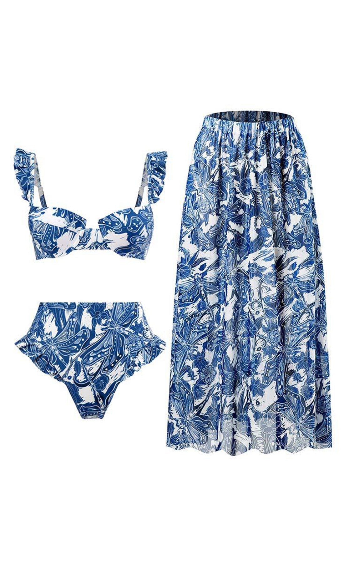 Çiçekli Bikini Mayo-Pareo Takımı