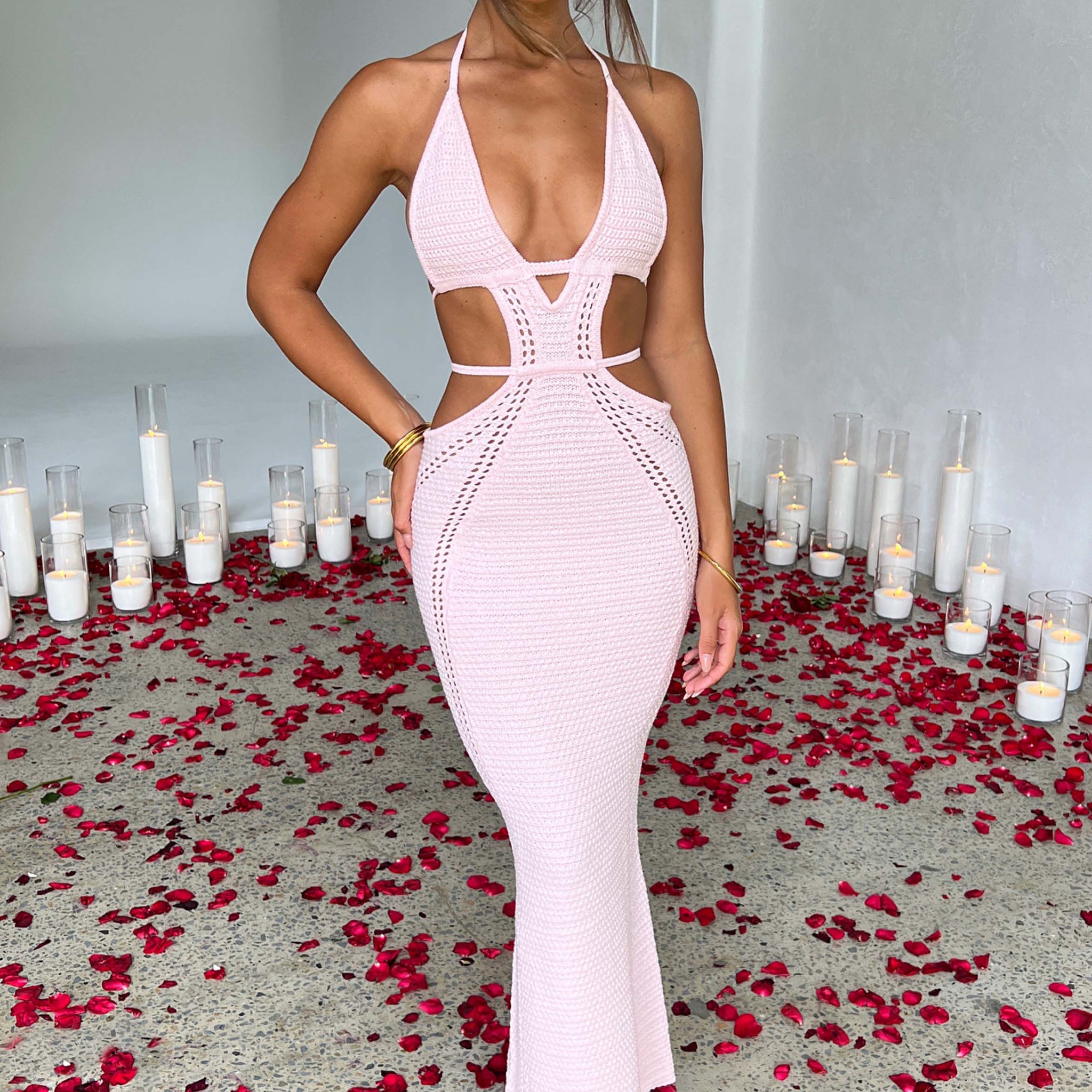 Arabella - Pudra Rengi Maxi Elbise