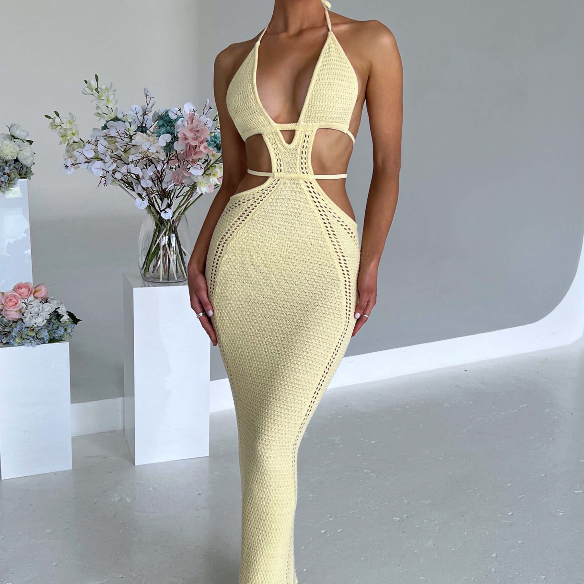 Arabella - Limon Rengi Maxi Elbise