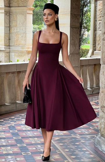 Betty - Bordo Midi Elbise