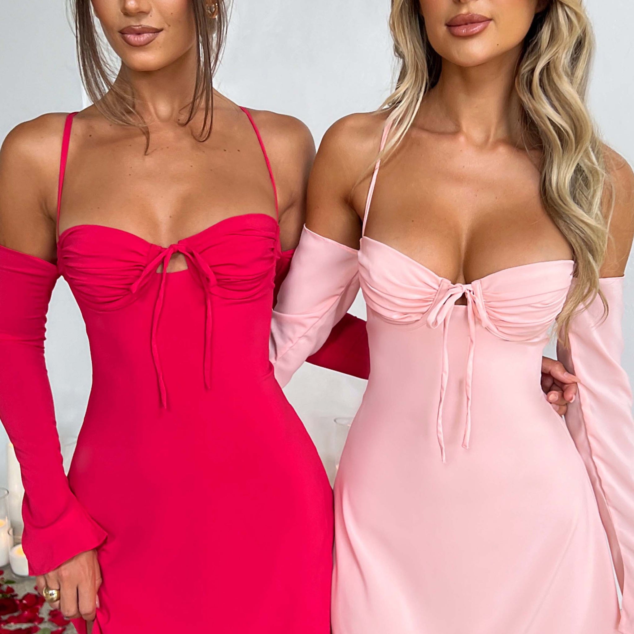 Fiona - Pembe Mini Elbise