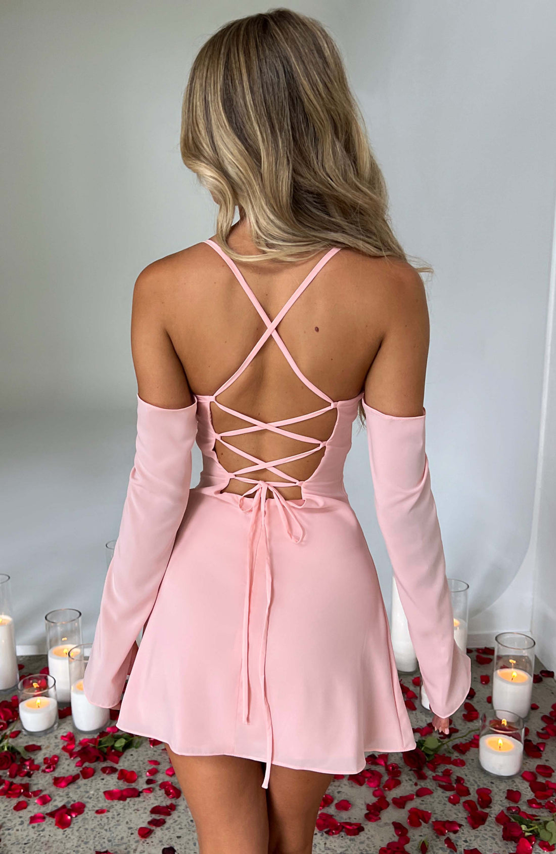 Fiona - Pembe Mini Elbise