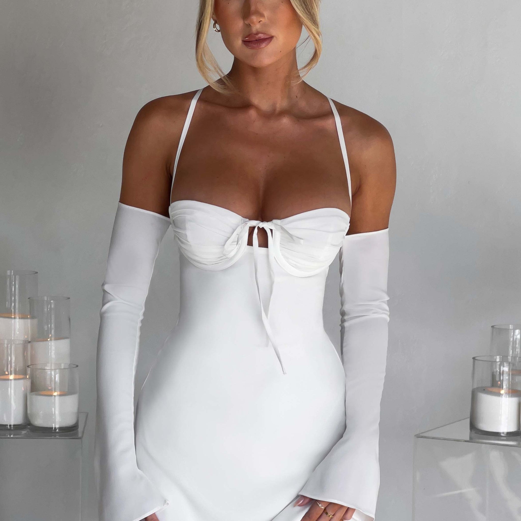 Fiona - Beyaz Mini Elbise