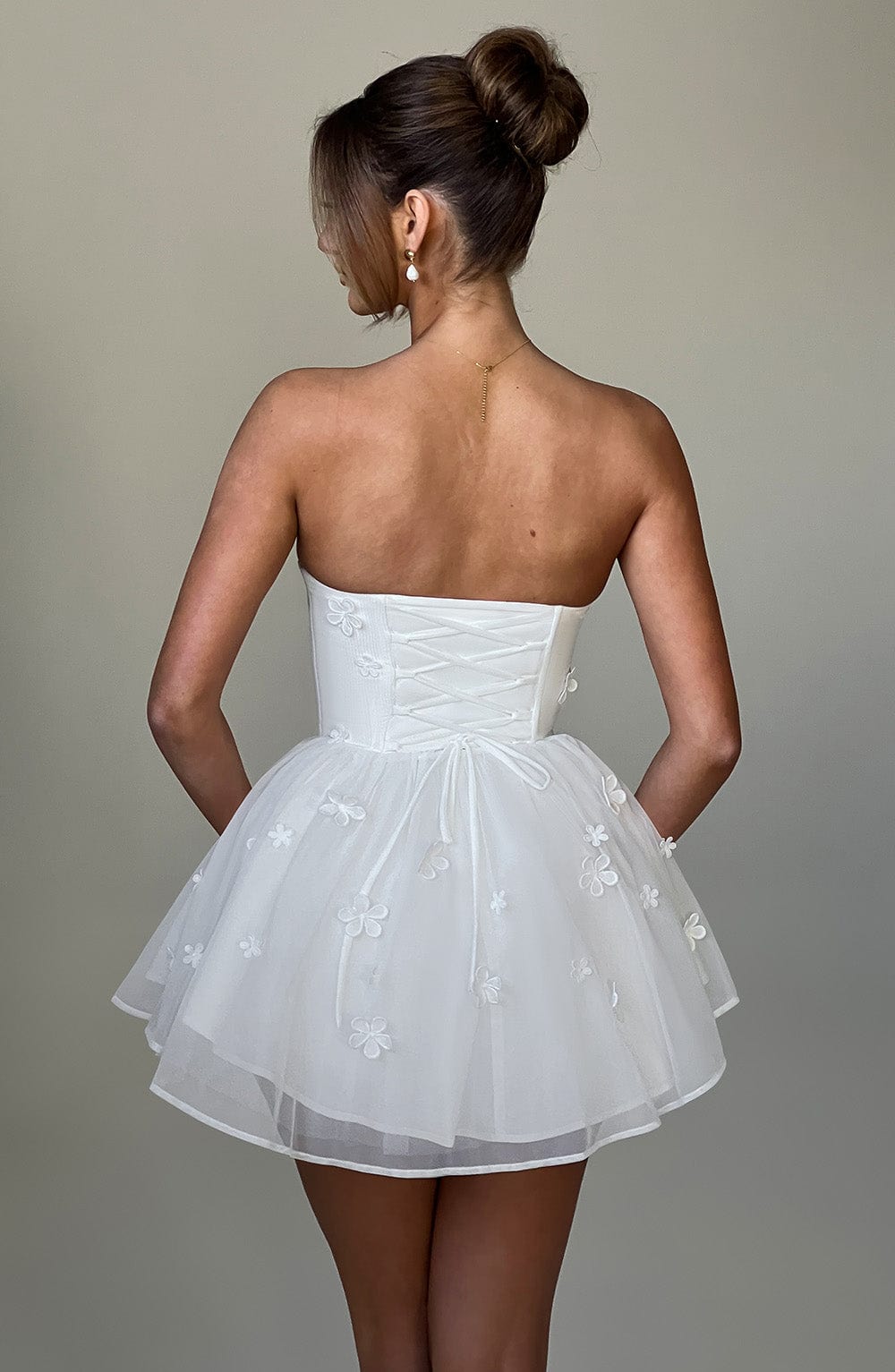 Justina Mini Elbise- Beyaz