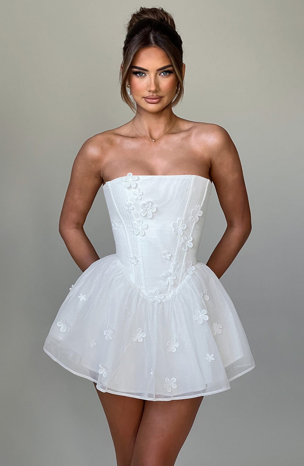 Justina Mini Elbise- Beyaz