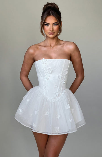 Justina Mini Elbise- Beyaz