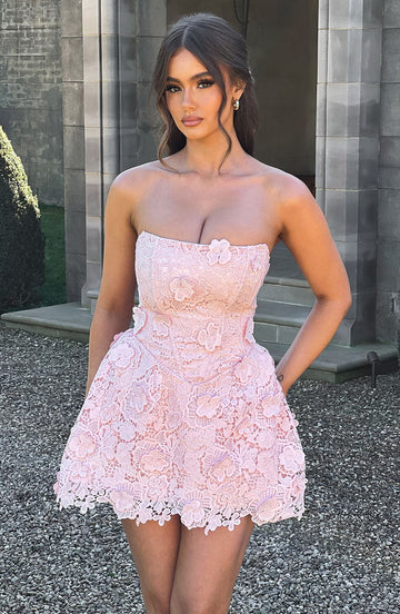 Leona - Pembe Mini Elbise