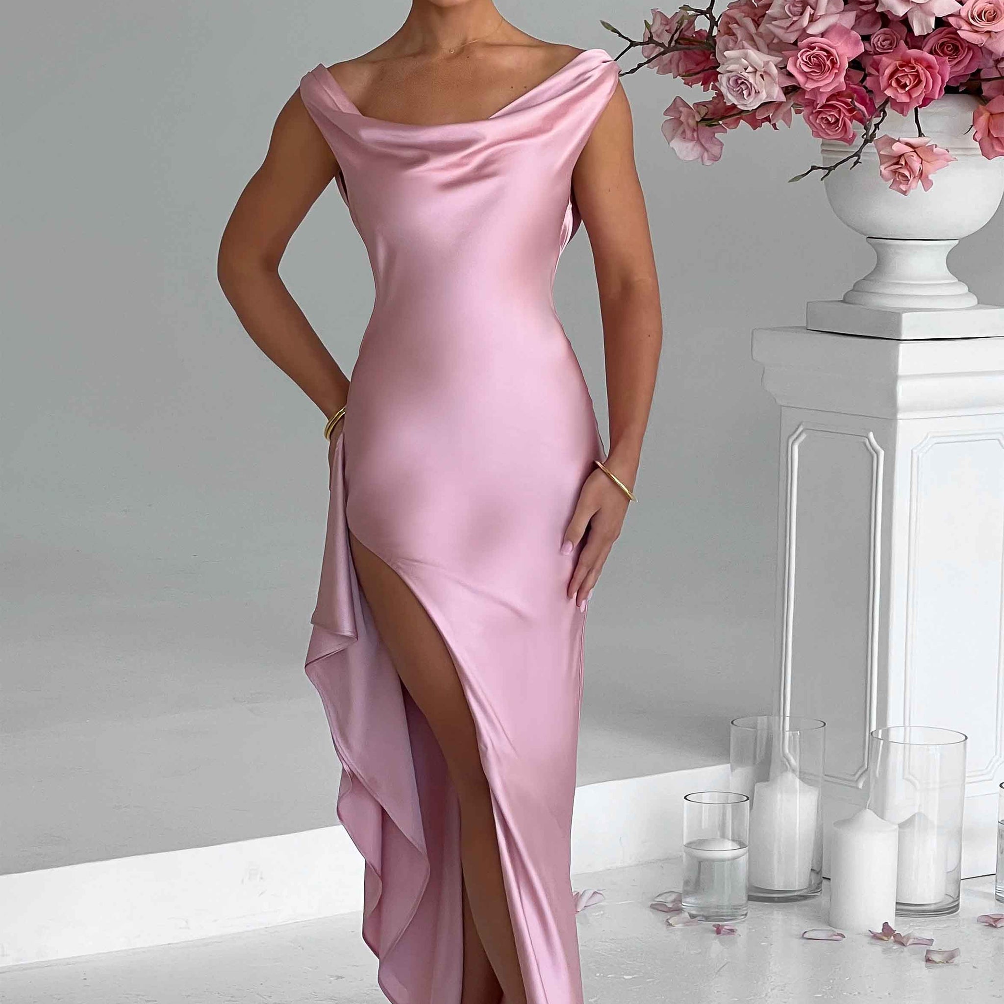 Marilyn - Pudra Rengi Maxi Elbise