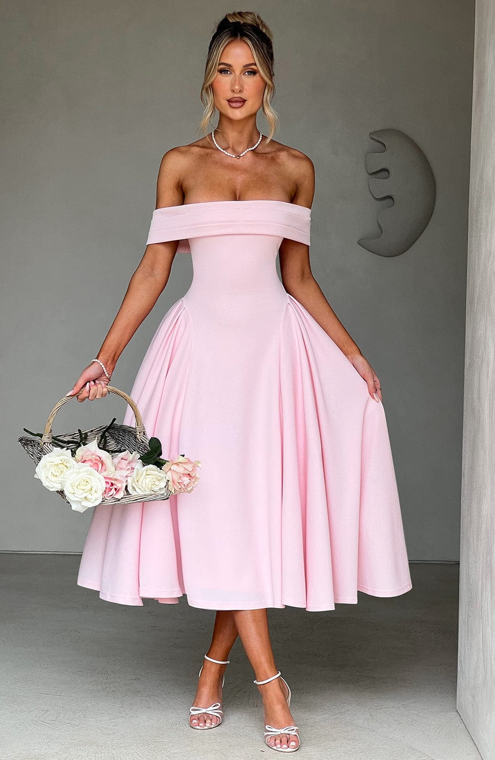 Miranda Midi Elbise - Pembe