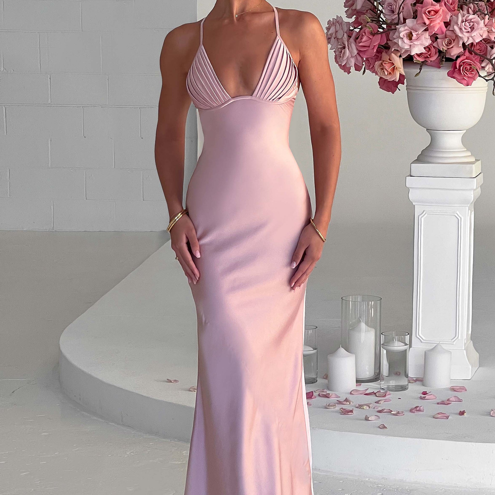 Miriam - Pudra Rengi Maxi Elbise