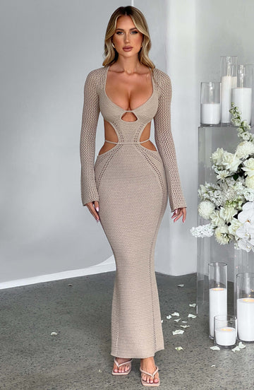 Nadine - Bej Maxi Elbise