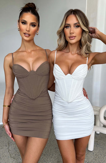Nyla - Mocha Mini Elbise