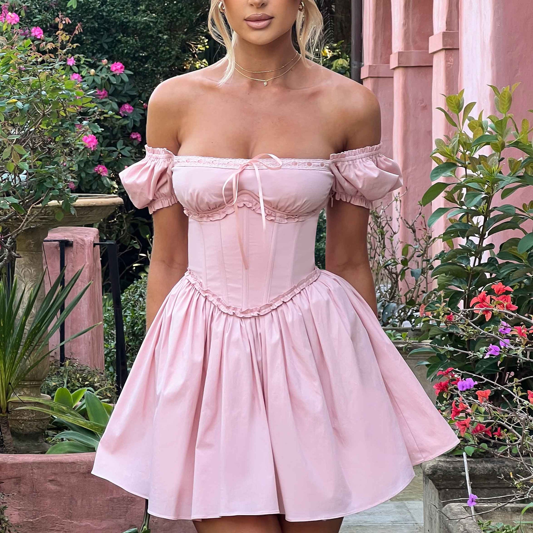 Penelope - Pembe Mini Elbise