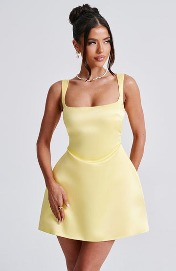Sofie - Limon Rengi Mini Elbise